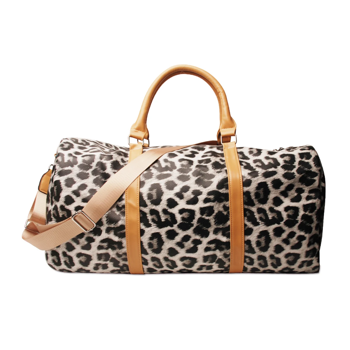 

DOMIL PU Leopard Weekend Travel Tote Bag Extra Large Size Purse Leopard Design Duffle Endless Handbag for Women