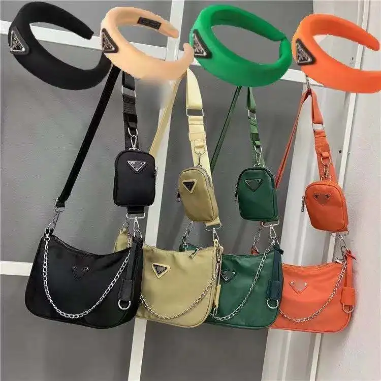

Women designer handbags replicate p logo famous brands luxury matching headband set,p logo rada purse and headwear set, White,black,purple,red,pink