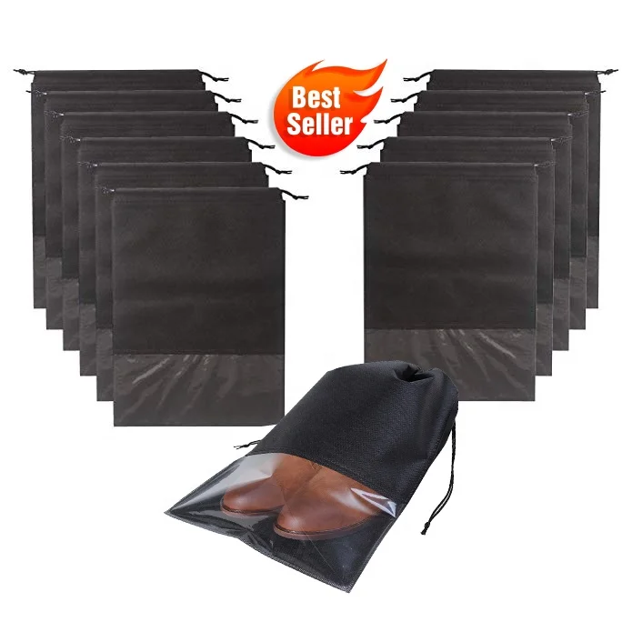 

Promotion private label bulk clear travel non woven portable sneaker carrier organizer eco-friendly drawstring shoe bag, White, black, blue