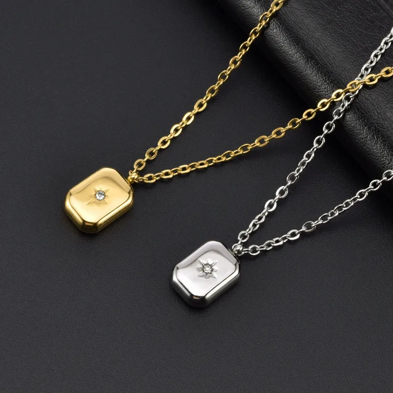 

Non Tarnish 18k Gold Stainless Steel Sunlight Necklace Link Chain Cubic Zircon Star Power Pendant Necklace Women Jewellery 2022