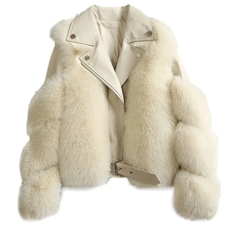 

New Style Factory Price Faux Fox Rur Jacket Raccoon Fur Cropped Coat For Women In High Quality