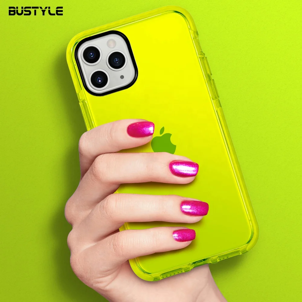 

Neon Yellow Color Impact 360 Protection Pu+Tpe Rubber Bumper Anti-shock Smart Cell Phone Cover Case For Apple For Iphone 11