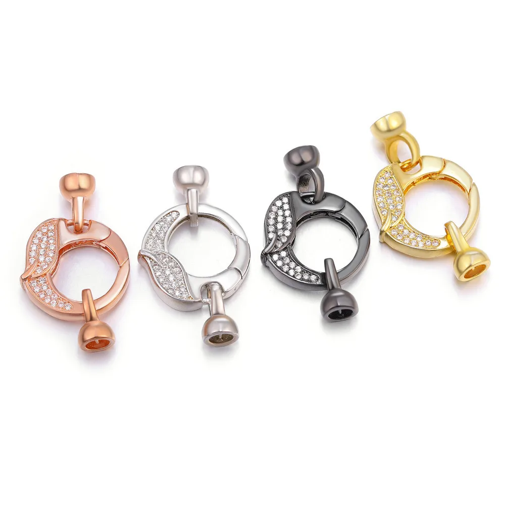 

Diy Jewelry Accessories Double Side Connectors Zirconiz Rhinestone Leaf Round Lobster Clasp, As pictures show