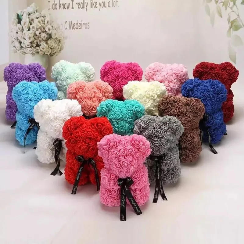 

MD-2021012205  Heart Bear Wedding Party Decoration Valentine Girlfriend Anniversary Gift Foam Flower Teddy Bear Rose Bear, As show, accept customized color
