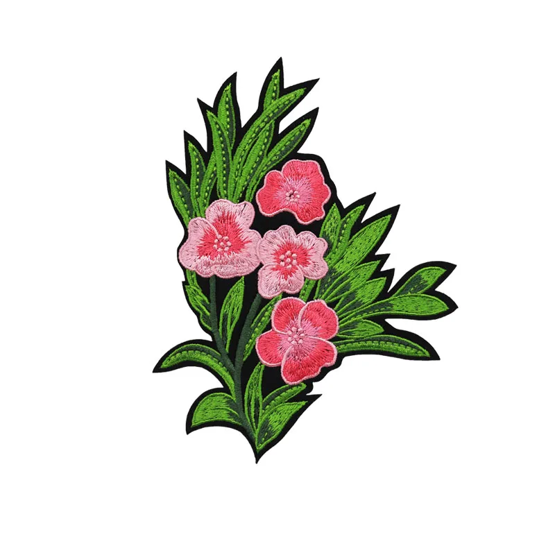 

Wholesale flower patch custom logo iron on backing ventralex for clothing 3D DIY embroidery patches, Custom color