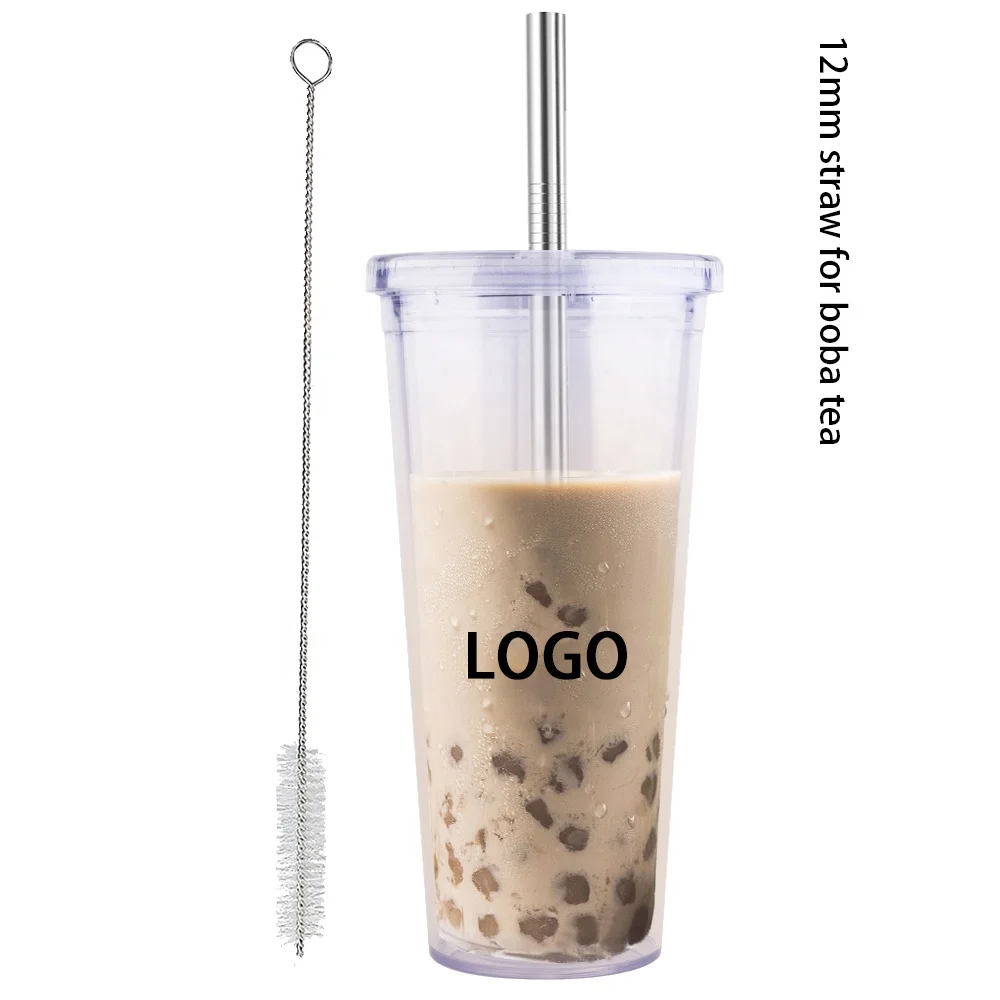 

eco-friendly double wall lid and straw included bubble milk tea boba cup, Grey,green.blue,purple,white,pink,red,purple,customized