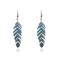 

European and American creative earrings boho simulation leaf tassel earrings