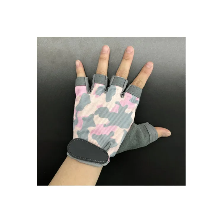 

New fashion non slip breathable anti-shock sports camouflage half-fingergloves cycling gloves, Black/pink/grey