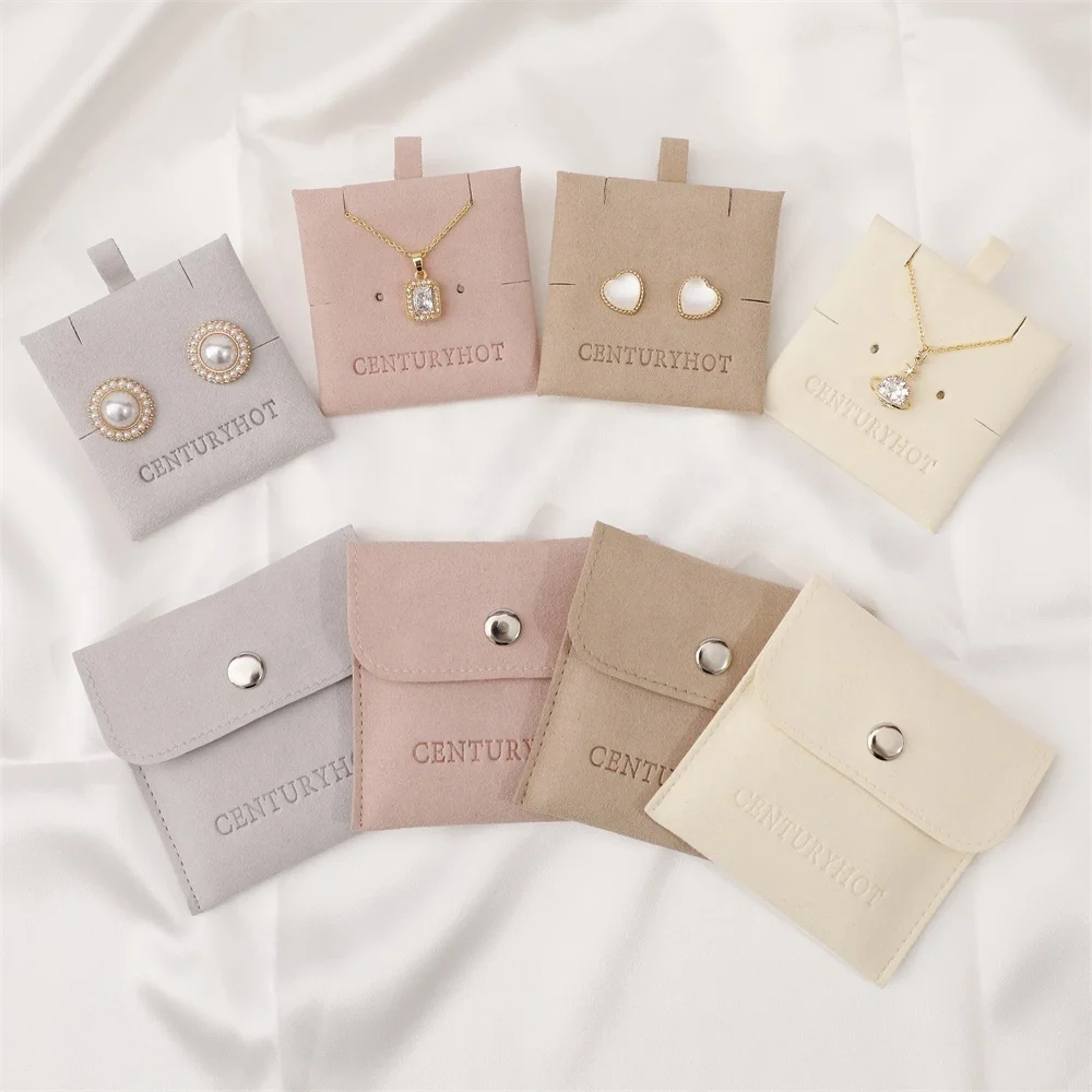 

Wholesale Light Grey Microfiber Jewelry Bag Velvet Jewelry Pouch with insert Jewelry Packaging Bag With Logo