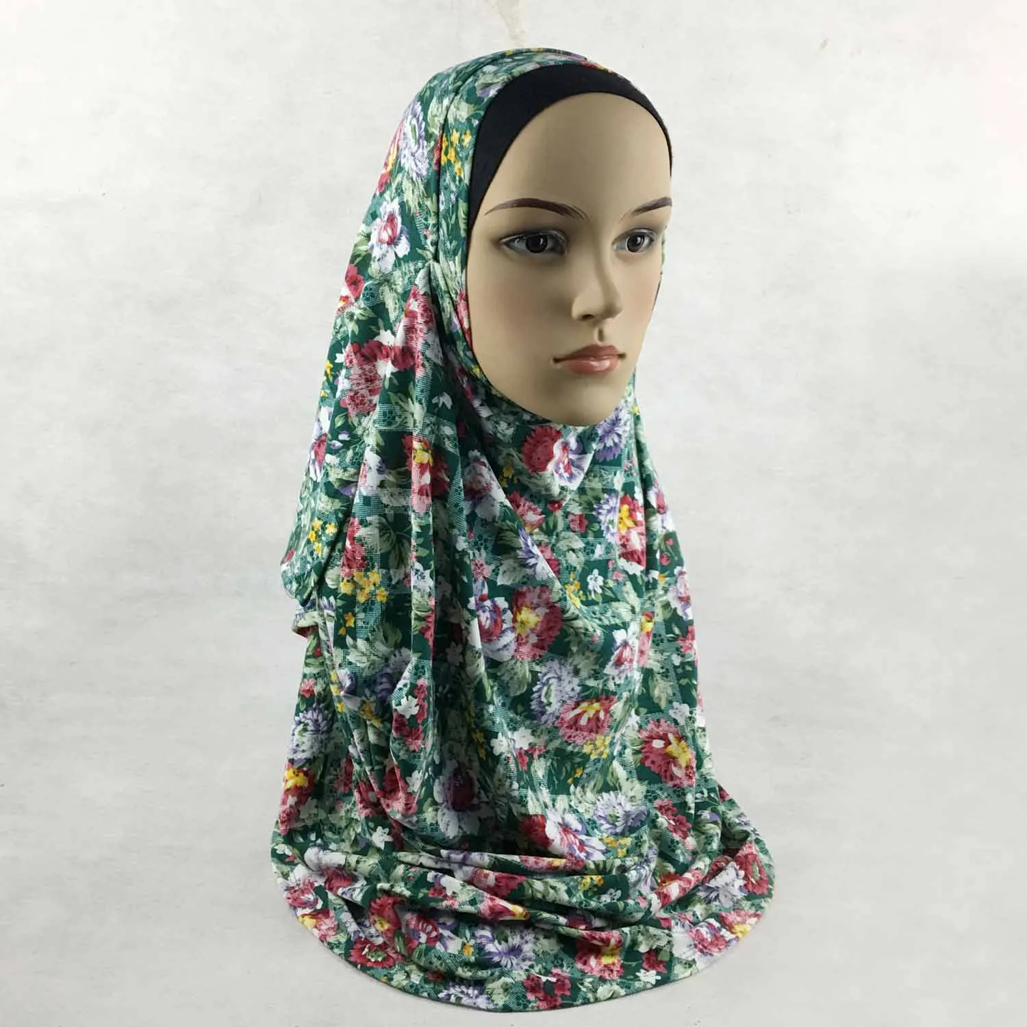 Women Floral Scarf Hijab Double Loop Muslim Print Hijab Jersey Cotton