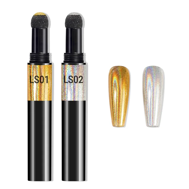 

Laser gold sliver sponge head magic cushion pigment mirror pen holographic nail powder