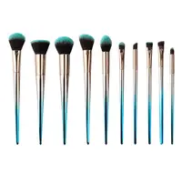 

10Pcs gradient blue Professional unicorn makeup Brushes set blending eye shadow foundation brochas maquillaje Cosmetics makeup