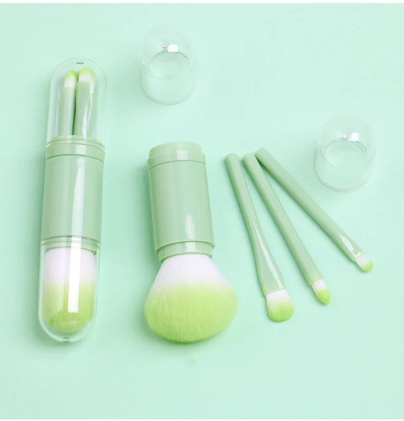 

2020 New PINK/GREEN powder brush four-in-one telescopic Makeup Brush Professional make up brush set wholesale