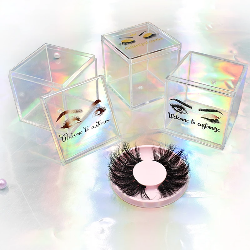 

Wholesale clear cube cases 3d mink lash cases private custom logo, Clear band