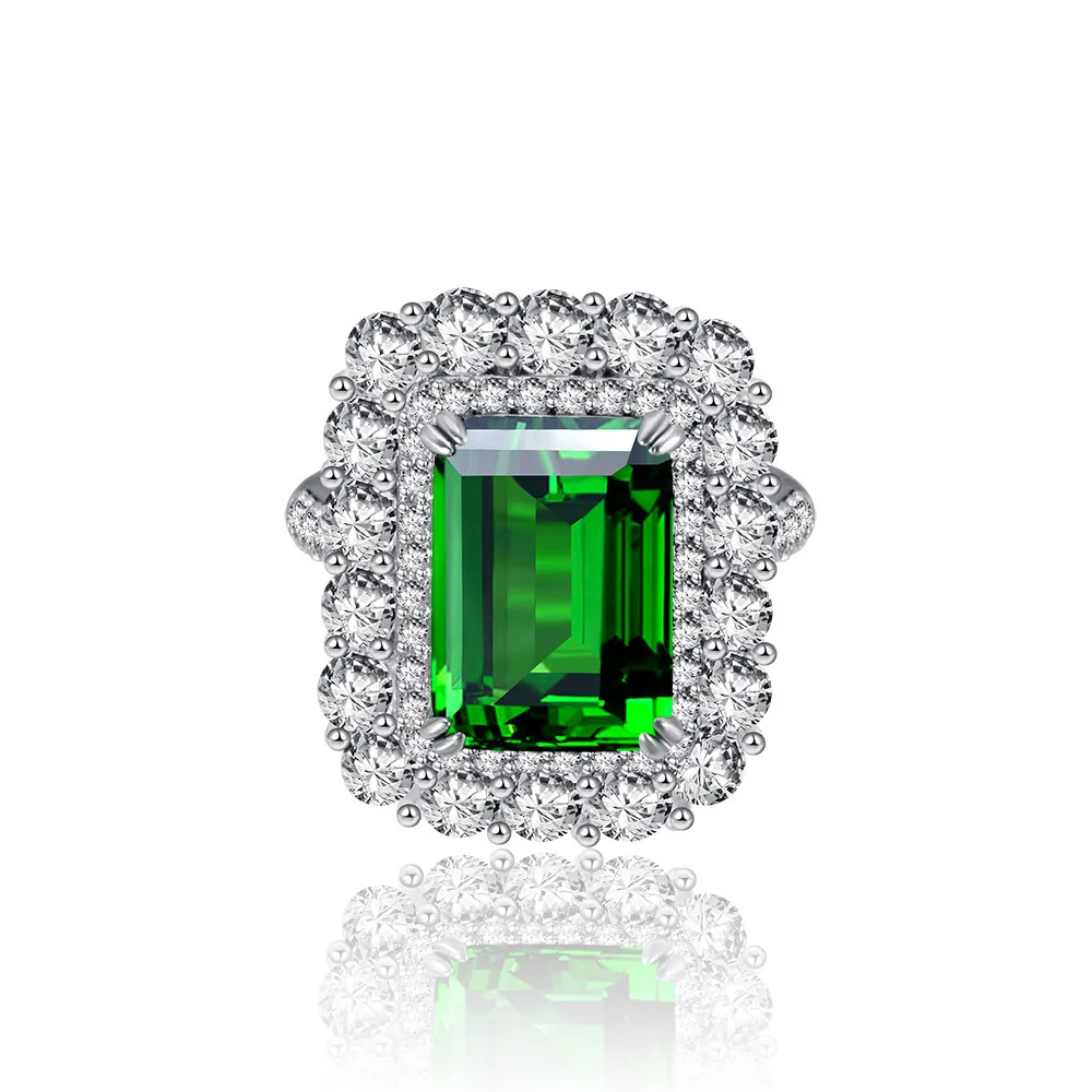 

Vintage 925 Sterling Silver Emerald Gemstone Ring, Green