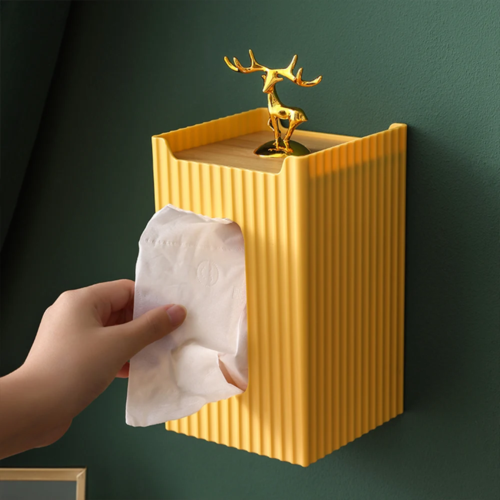 

Creative elk plastic tissue box kitchen napkin rack wall-mounted bathroom drawer accessories