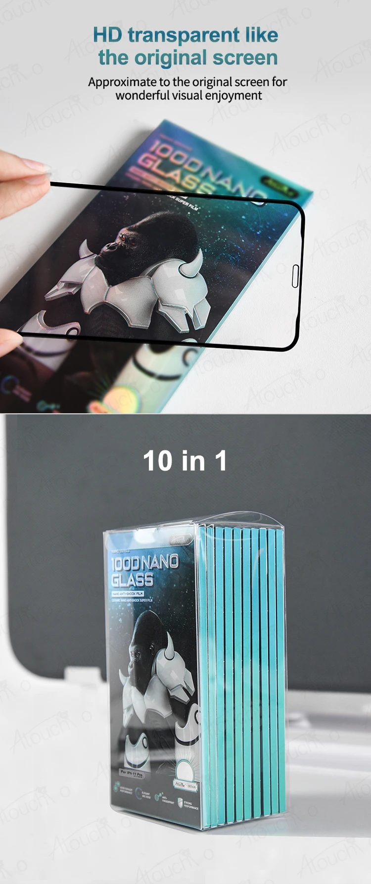 Atouchbo Ceramic Full Coverage Glue Nano Glass Film For Iphone 11 Pro