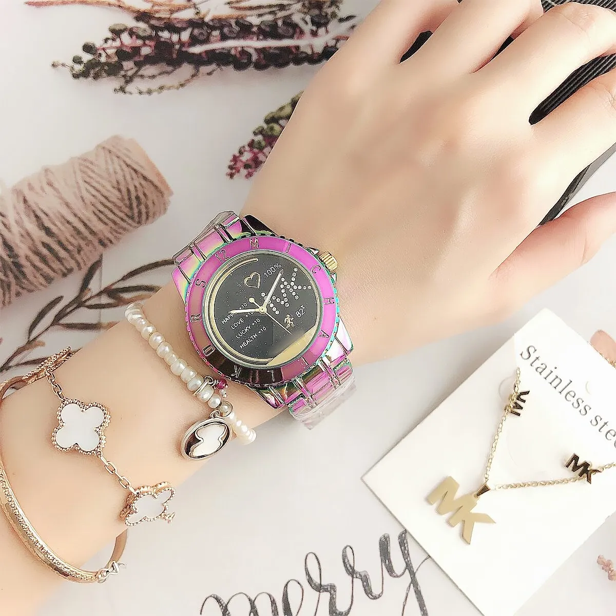 

Band Waterproof Design Custom Logo Women Watches Quartz Wholesale New Design Luxury Ladies Watch set