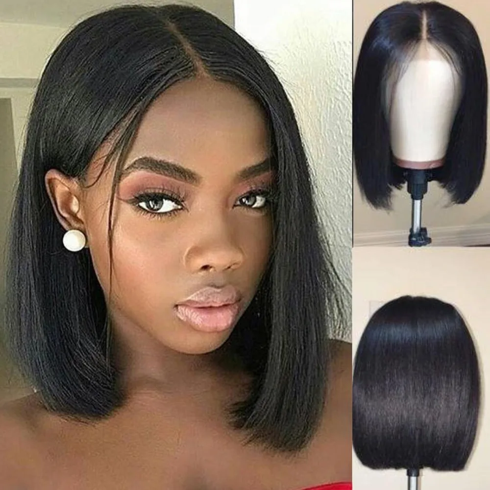 

Wholesale Price Short Bob Hd Lace Front Wig Synthetic Hair Wigs Straight Medium Short Lace Front Wigs For Black Women, As picture