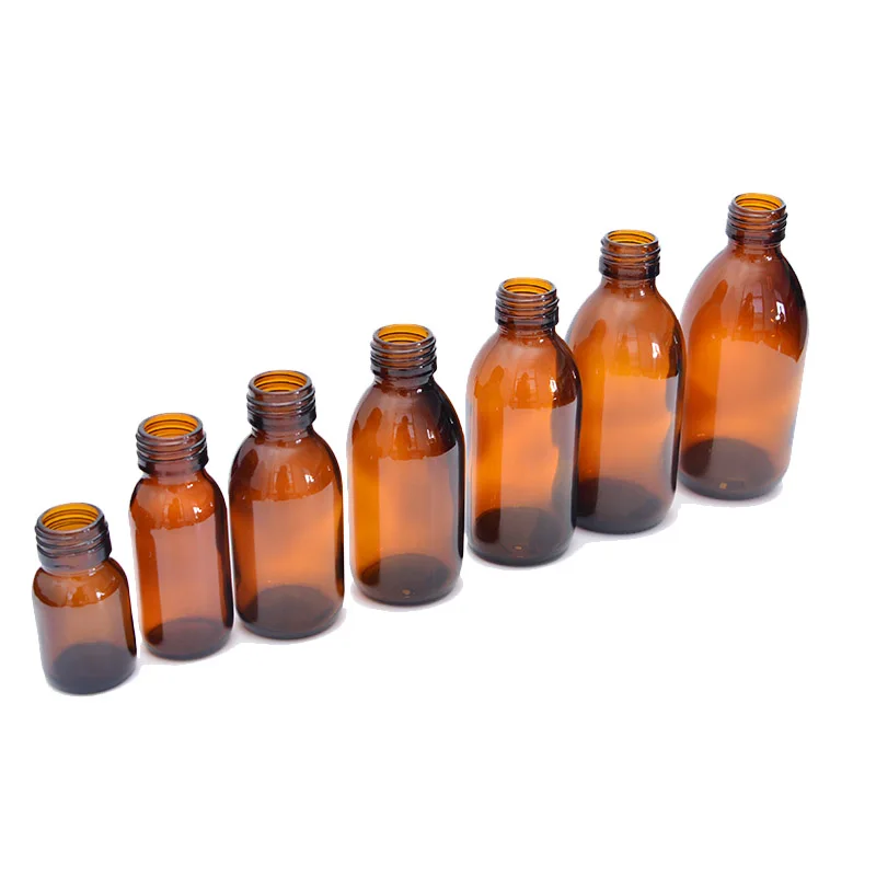 
100 Ml Amber Syrup Liquor Glass Bottle With Screw Cap 
