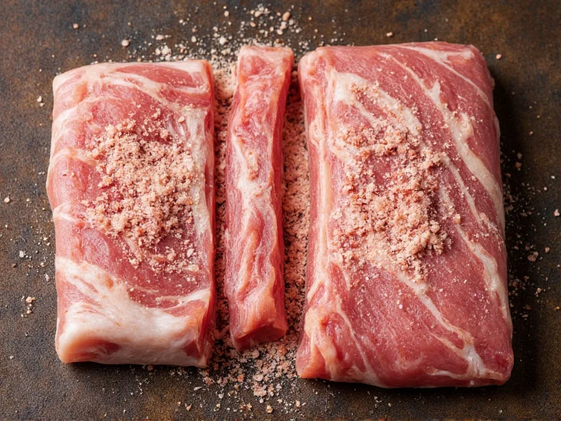 Pork belly curing with pink curing salt mixture