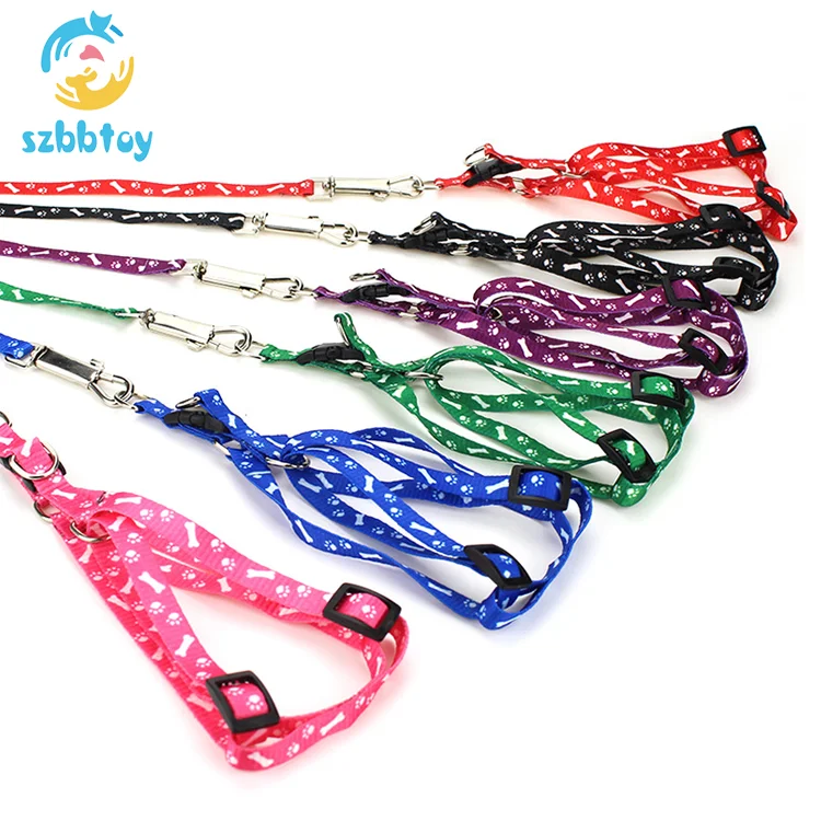 

Cheap Soft Nylon Polyester Custom Print Pet Dog Harnesses Collar Leash, 6colors