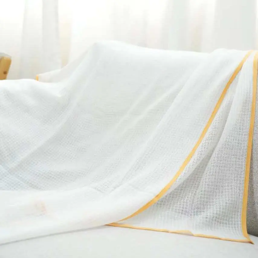 Deluxe Winter Warm Light Yellow Edging Plain 100% Cashmere Wool Breathable Soft Touch Throw Blanket Scarf Shawl