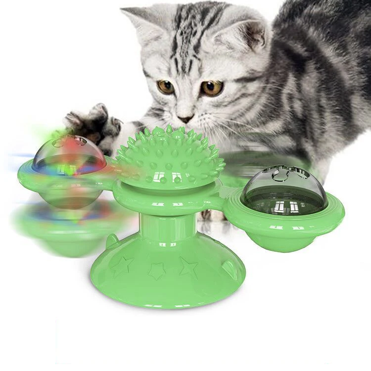 

2021 hot sale Interactive Turntable Teasing Cat Toy with Led Ball and Catnip Ball
