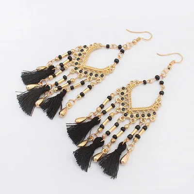 

2021 exaggerated retro ethnic style girl earrings fashion triangle tassel silver plating earrings jewelry trend wholesale, As pic