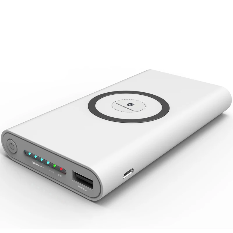 

Custom Logo USB Mobile Phone Battery Charger Wireless Promotion Charging Power Bank, Black, white and gray