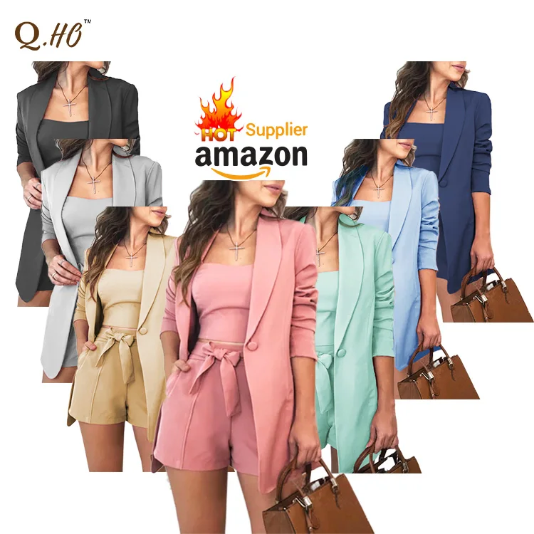 

Hot Selling 7 solid color women formal Jacket Vest Pants sets 3 Pieces office ladies Suits Blazer Set