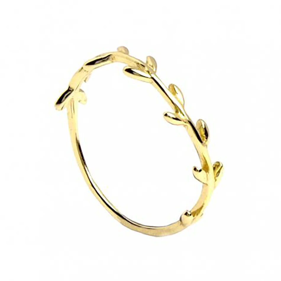 

925 Sterling Silver 18k Gold Plated Leaf Simple Stackable Ring For Woman Silver Ring