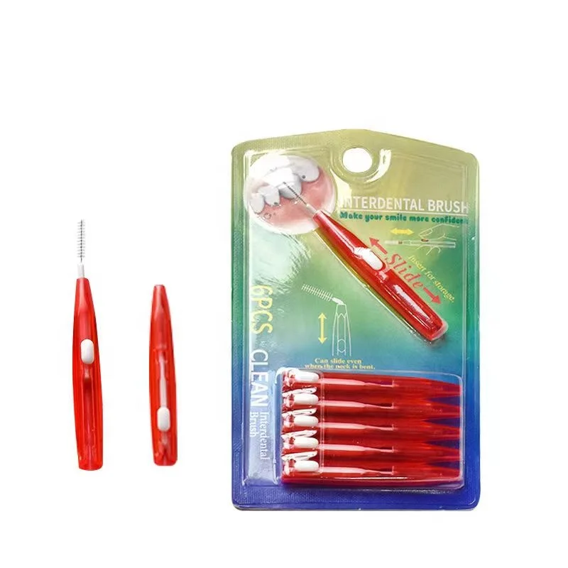 

OEM Orthodontic brush Dental Proxabrush Bamboo Interdental Brush Disposable interdental brushes, Pink blue green orange yellow