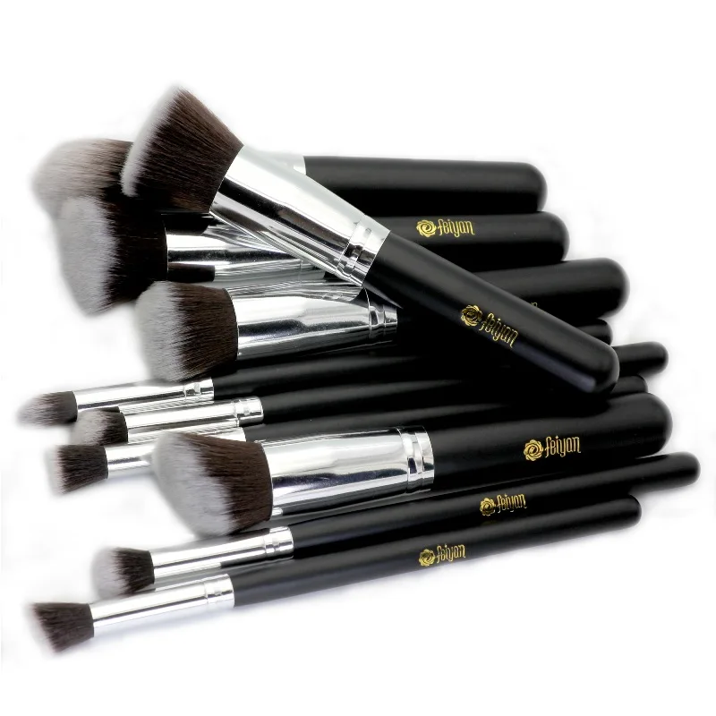 

Feiyan Pro10 Pcs Black Silver oem custom logo cosmetic brush