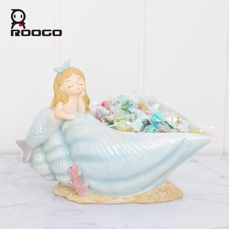 

ROOGO Storage Box Mermaid Style Creative Succulent Pot Home and Living Room Decoration