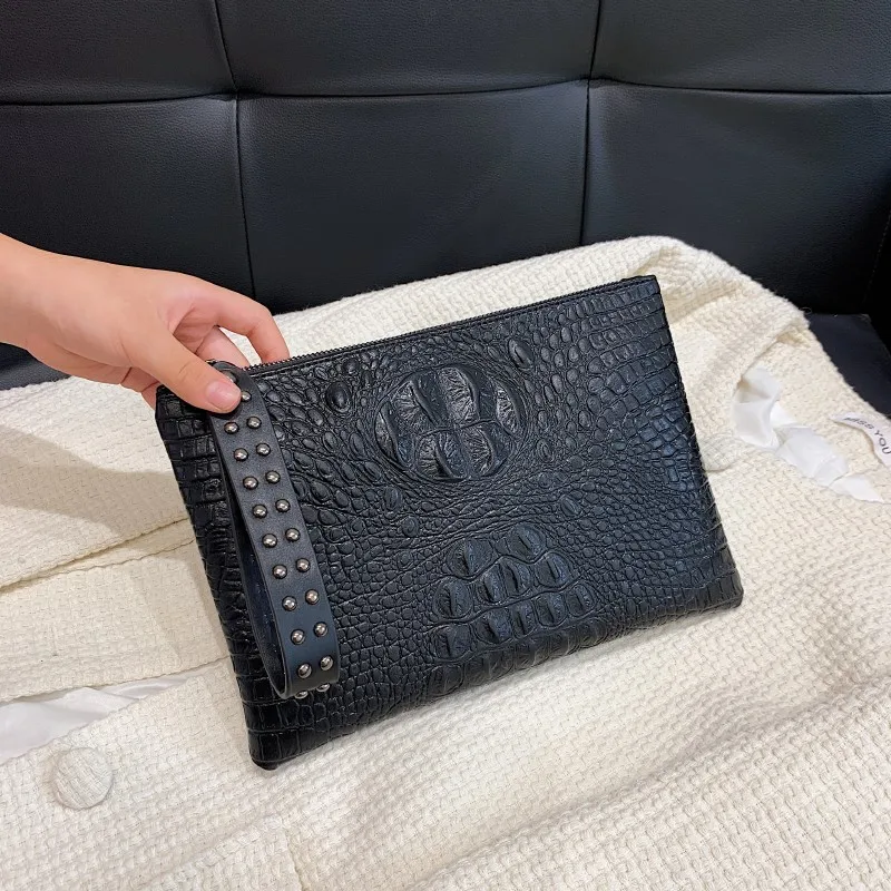 

Designer mini handbag Elegant Hand wristlet leather Crocodile Style Bag