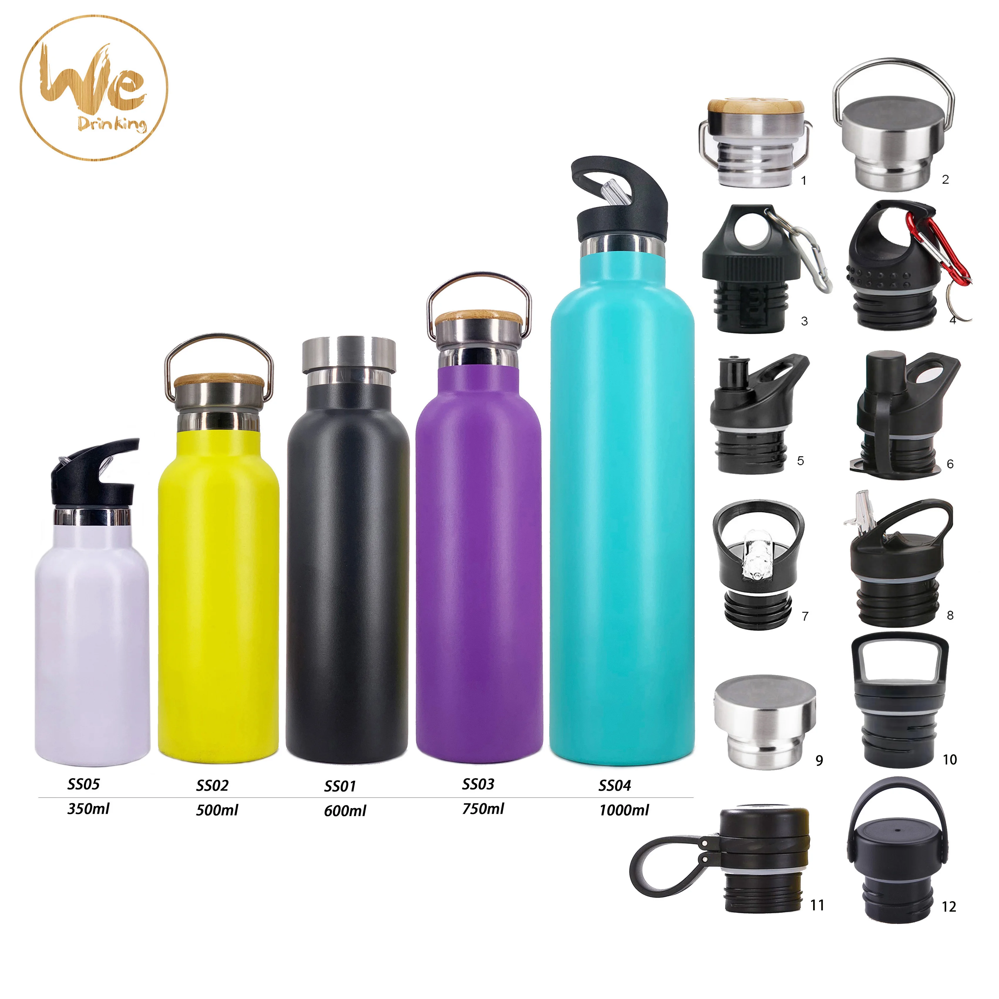 Wholesale stocked no minimum flask vacuum insulated stainless steel water bottle metal gym water bottle sport fitness bottle