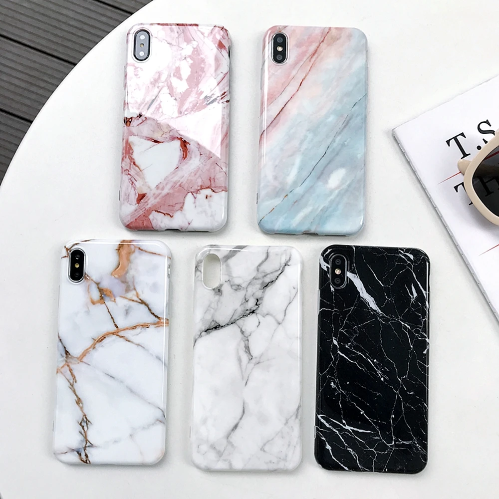 

Marble style on For Coque iPhone 7 XS MAX Case Soft TPU Back Cover For 6 6S 7 8 Plus X XR Cover