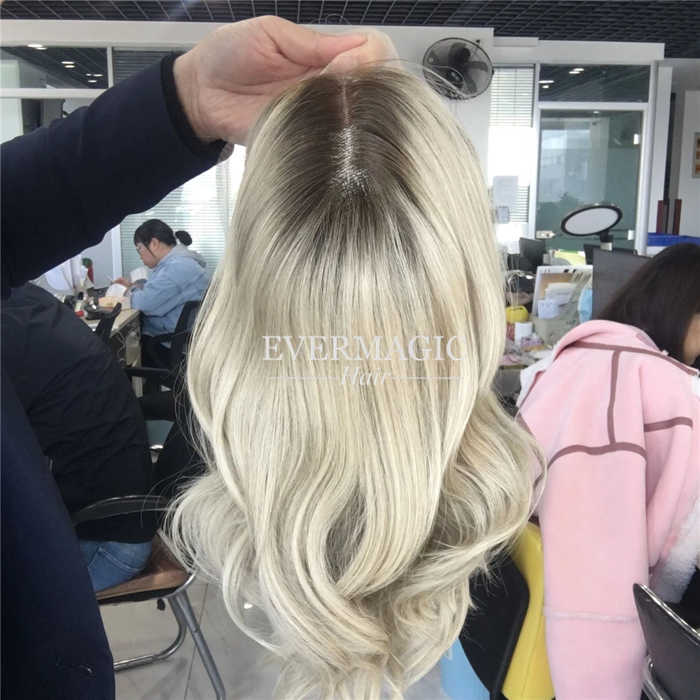 

Ash blonde short human hair wigs body wave Platinum color lace frontal wigs