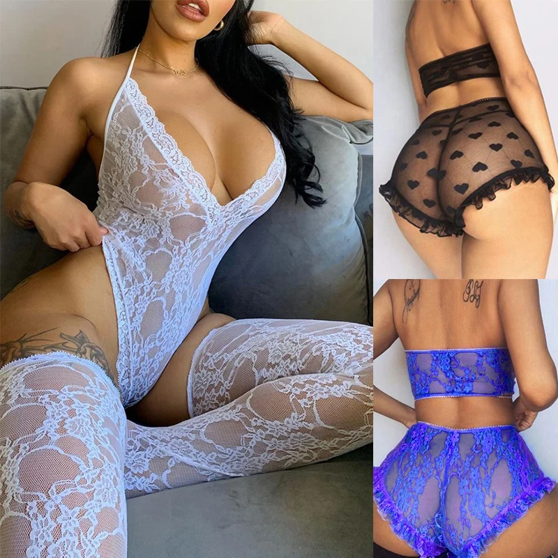 

2021 New Ladies Erotic See Through Lingerie Nighty Two Piece Hot Transparent Women Lace Lingerie Vendor In Bulk, Customized lace lingerie vendor