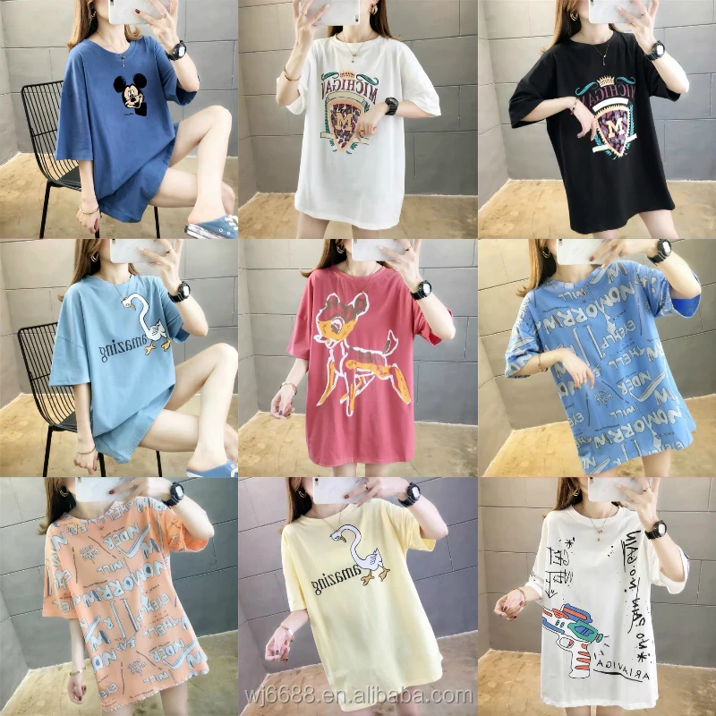 

Direct wholesale fashion round neck printing oversize crop women t-shirt