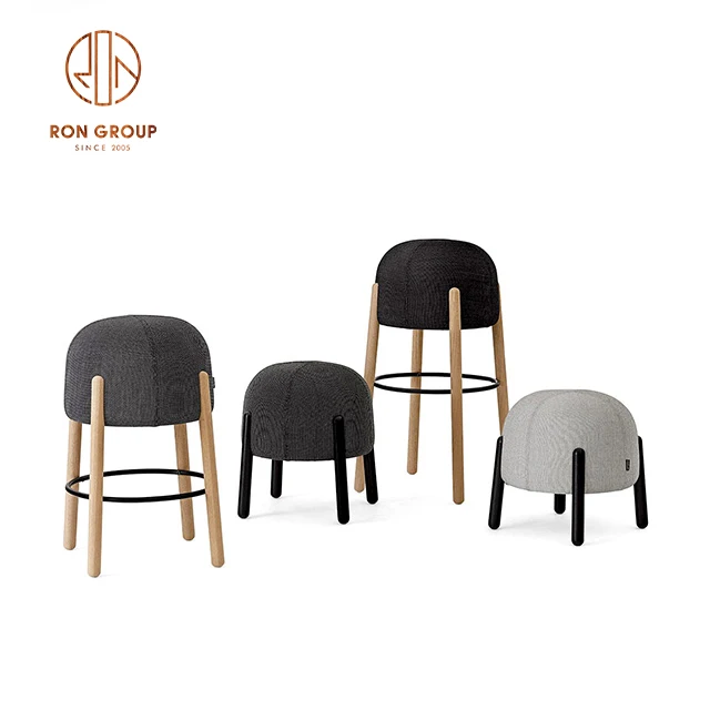 foshan furniture supplier wooden leg small bar chairs with cushion soft seat