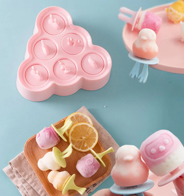 

LOVE'N LV363B Amazon's best-selling animal ice model personalized creative cartoon silicone DIY ice cream mold six grid popsicle