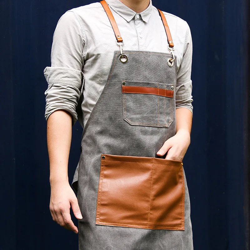 Barber Apron Printing Restaurant Flower Art Milk Tea Shop Hairdressing and Manicure Work Strap Cowboy Apron