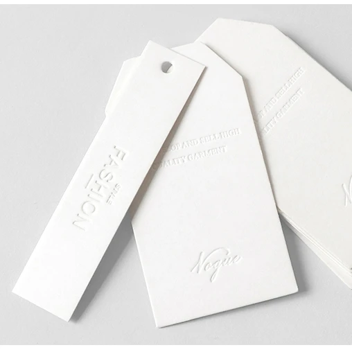 

2021 Custom environmentally friendly luxury hang tag garment tags for clothing, Off-white