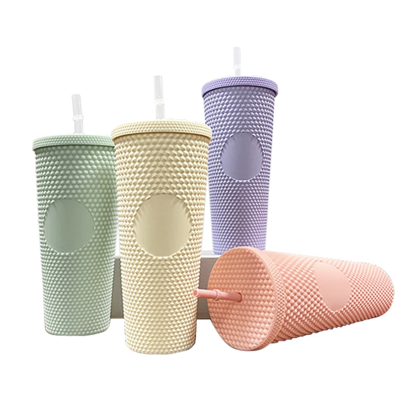 

2021 Fall Black and Gold Matte Studded Reusable Cold Color Changing Cups Tumbler with Lid and Straw, Customized colors acceptable