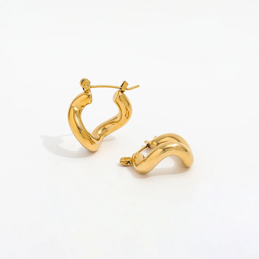 Trendy Earring 18K PVD Gold Link Chain Drop Earring Irregular Gold Plated Jewelry  Stainless Steel Earrings Women