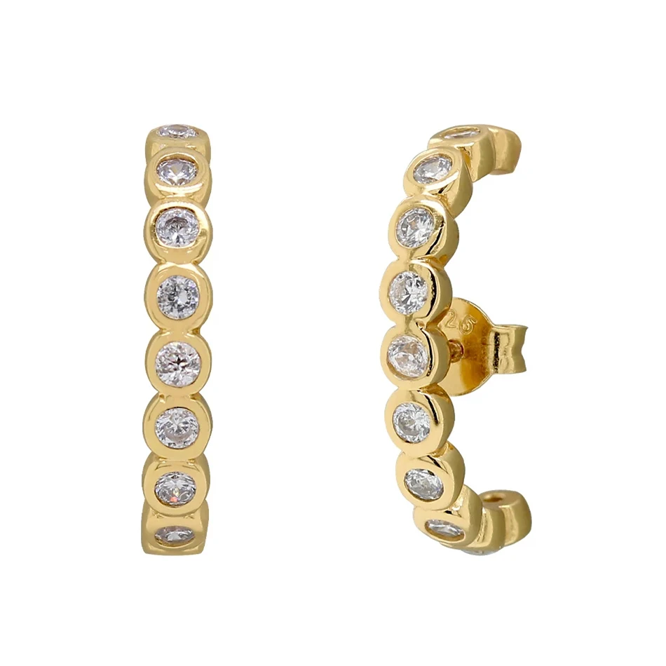 

wholesale jewelry Trendy design for Women Earrings Jewelry 925 Sterling Silver Gold Plated cuff Stud Earrings