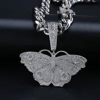 

2020 New Style 18K Gold Plated Hiphop Iced Out Butterfly Pendant colorful butterfly zircon hip hop iced out pendant