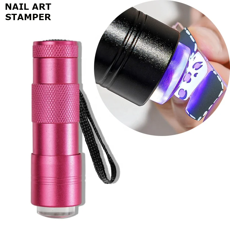 

Wholesale 12 Led Portable 365nm Mini Led Nail Art Lamp Machine Tools Fast Dryer Flashlight UV Lamp With Stamp, 9 colors